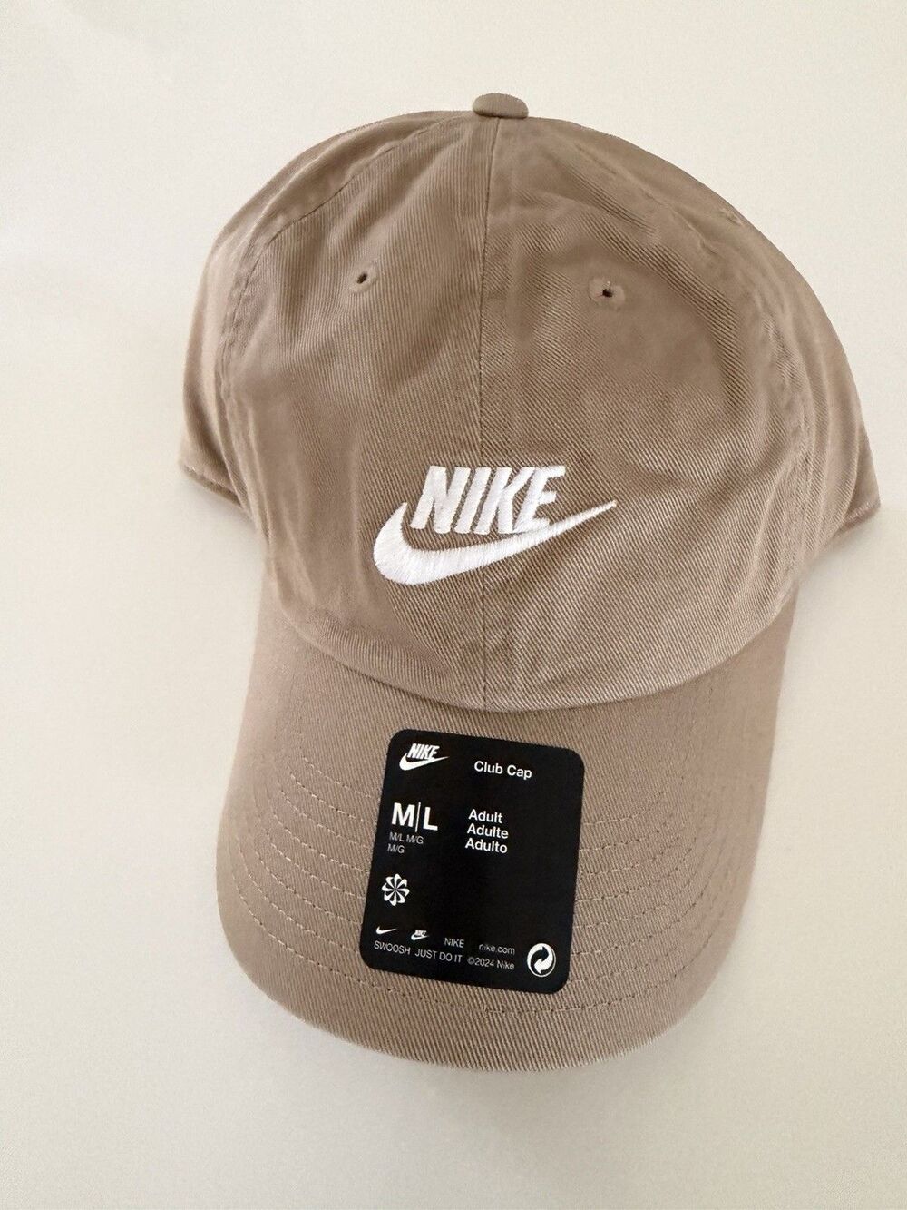 NWT Nike Club Unstructured Futura Wash Cap Khaki White M/L FB5368-247